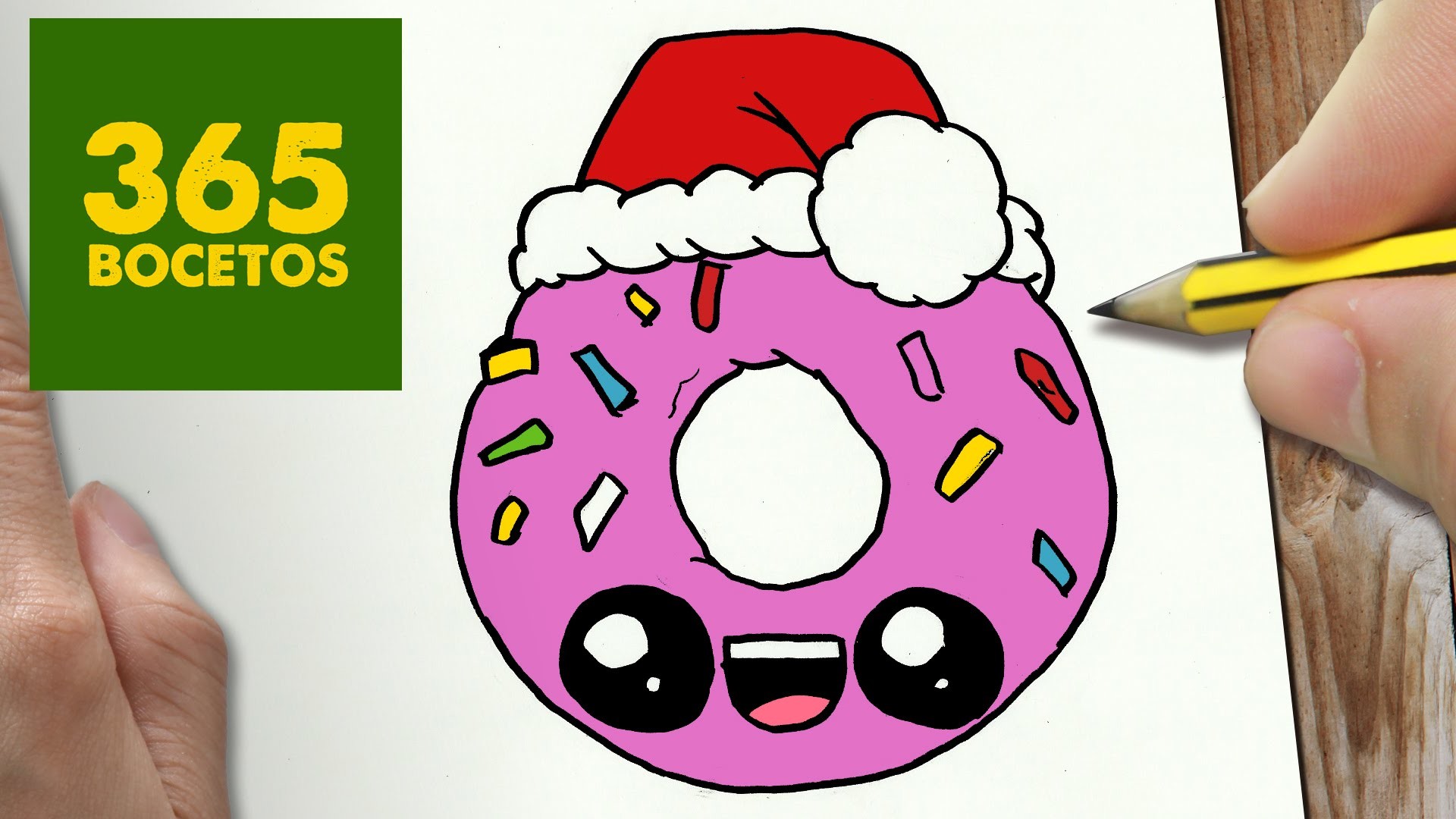 COMO DIBUJAR UN DONUT PARA NAVIDAD PASO A PASO: Dibujos kawaii navideños - How to draw a Donut