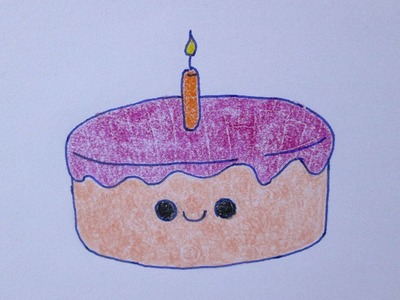 Cómo dibujar un pastel de cumpleaños kawaii