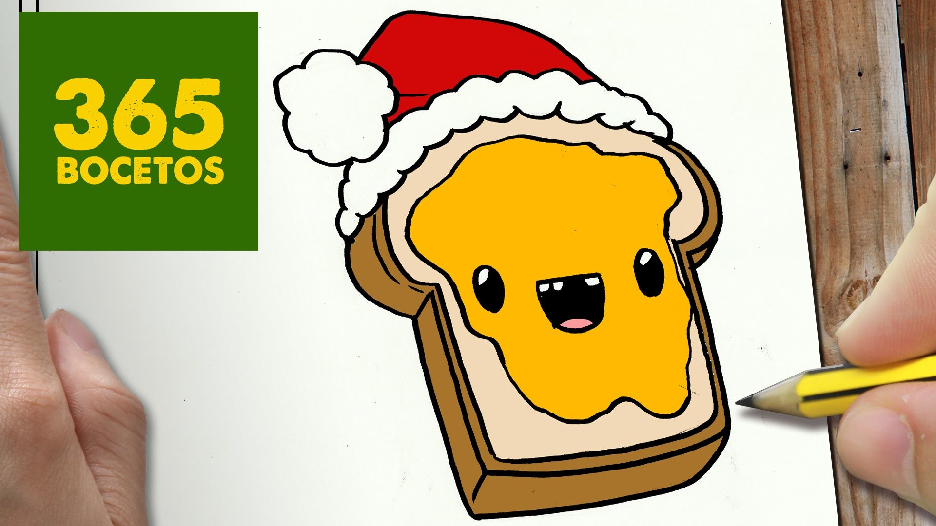 COMO DIBUJAR UNA TOSTADA PARA NAVIDAD PASO A PASO: Dibujos kawaii navideños - How to draw a Toast