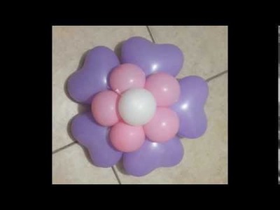 Como hacer una  flor con globos en forma de corazó
