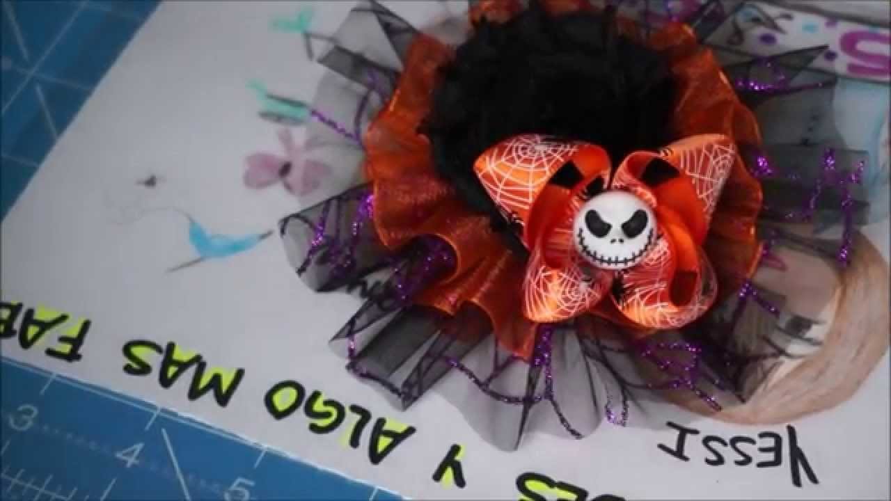 Como hacer un moño de organza o Como hacer un moño para Halloween!! DIY :) [7]