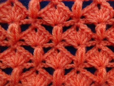 Punto tejido a crochet # 5 combinacion de abanicos con puntos garbanzos