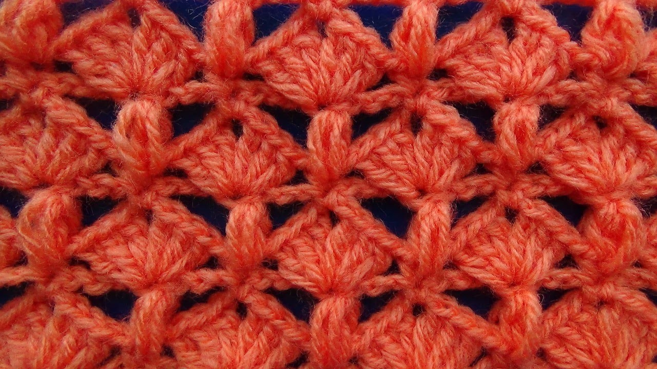 Punto tejido a crochet # 5 combinacion de abanicos con puntos garbanzos