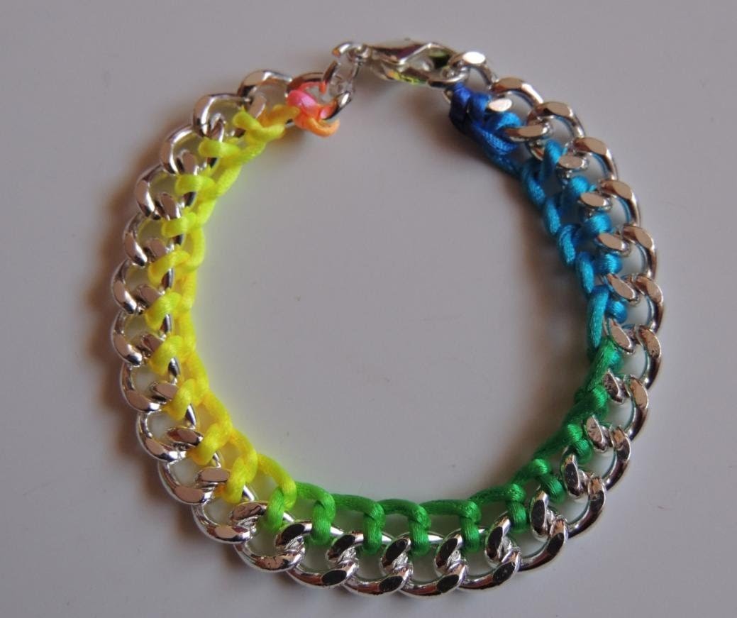 DIY Tutorial Pulsera fluor con cadena y cola de raton (Video mejorado) Bracelet chain fluor.