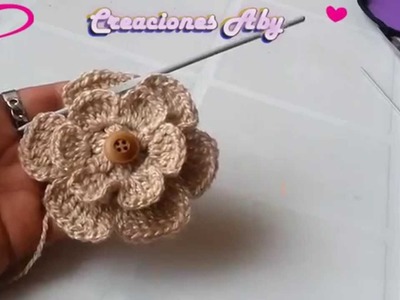Flor de 6 Petalos  a Crochet  para la Vincha