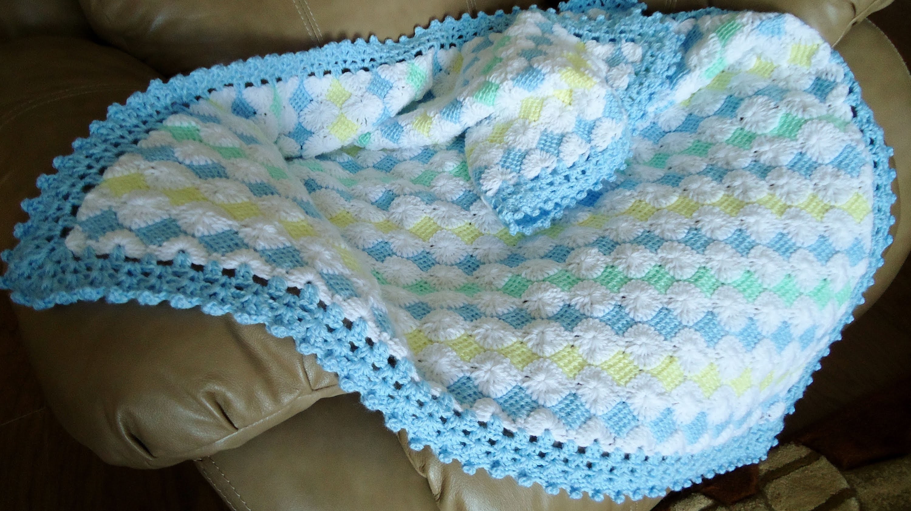 Mantita de Bebé en Punto Tunecino y Crochet (Parte 3)
