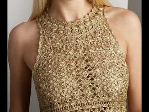 Vestido Dorado Eva Tejido a Crochet