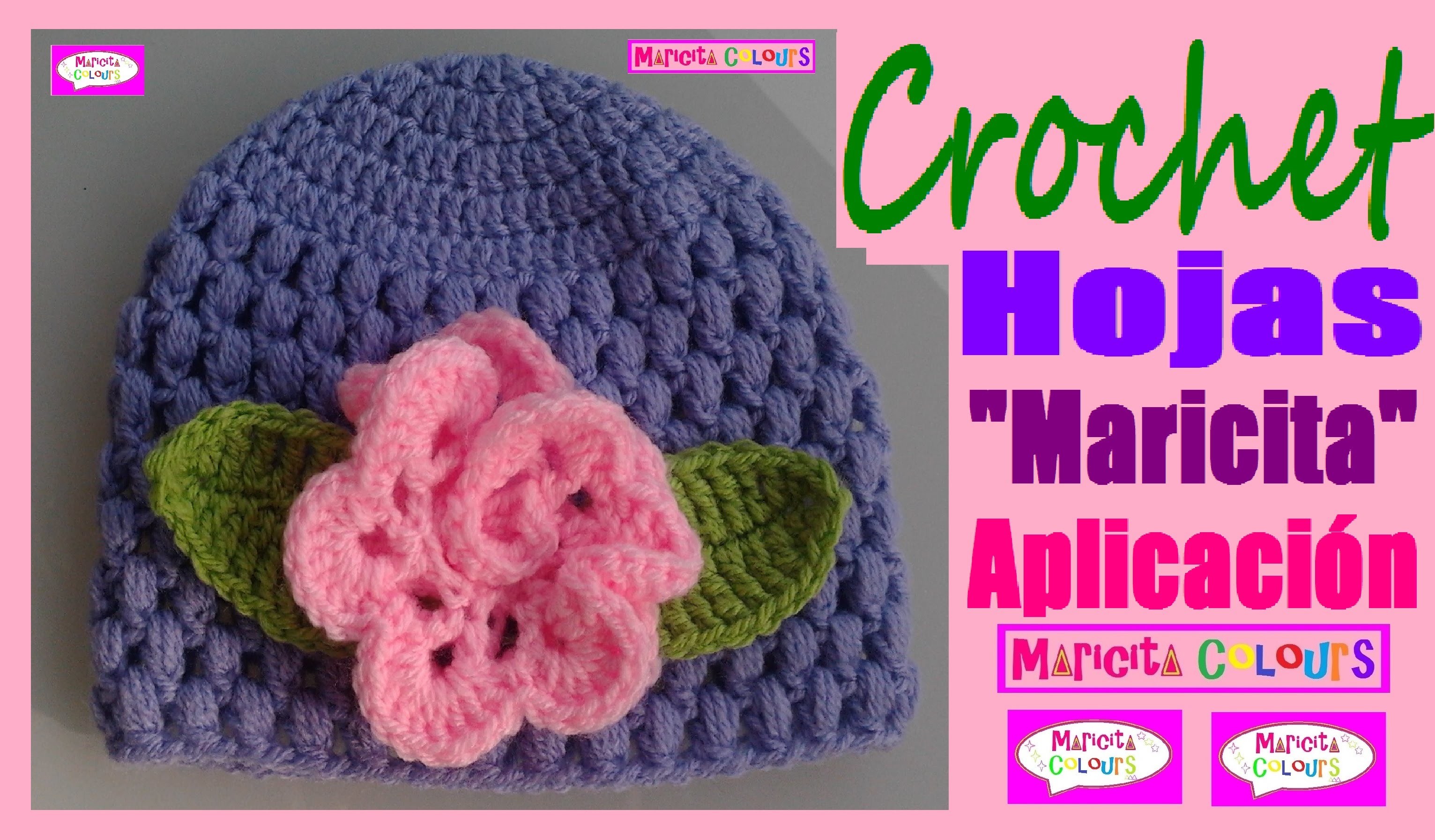Crochet "Hojas Maricita" decorar Diademas, Gorros, Sweater etc. Por Maricita Colours