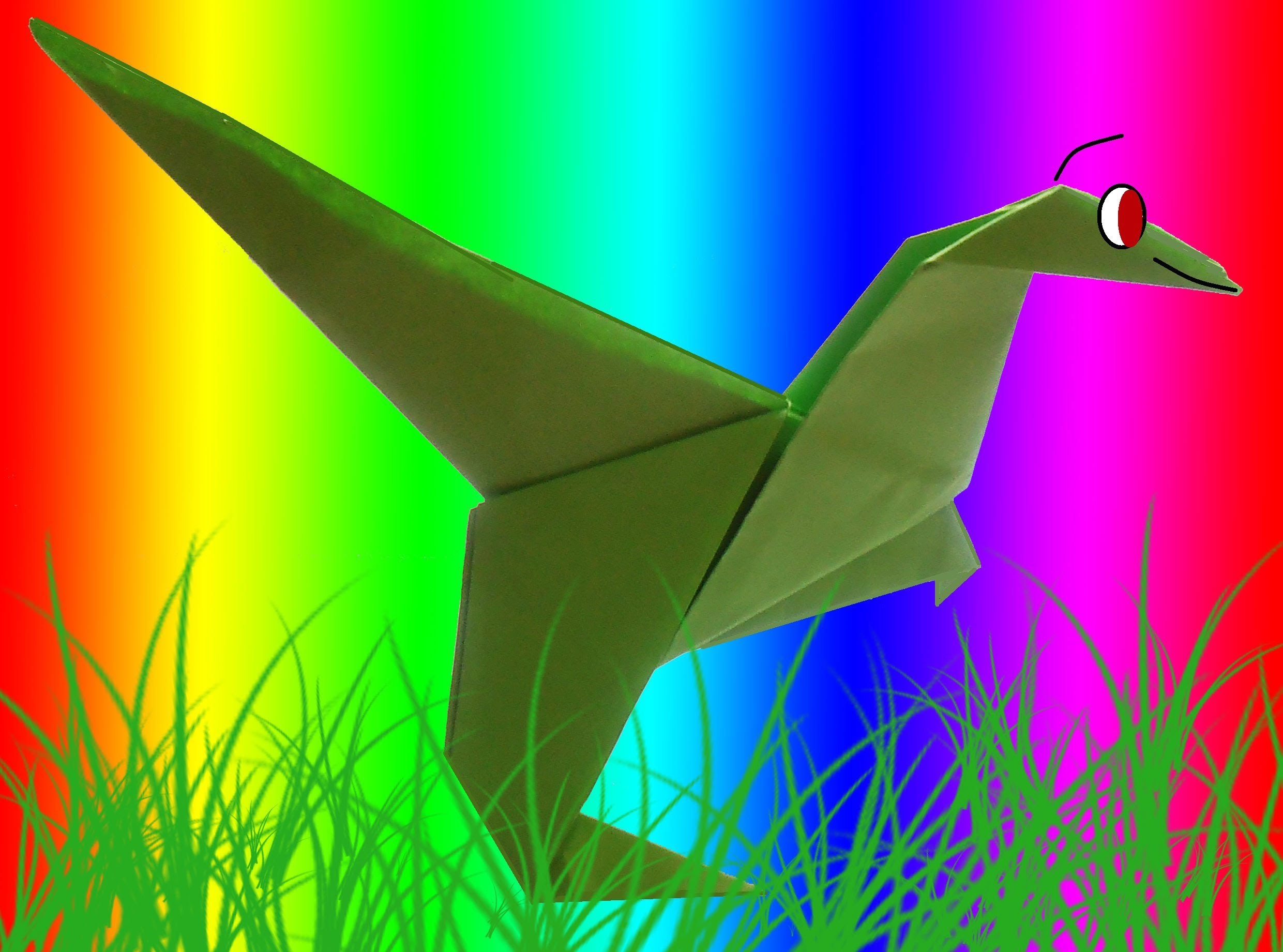 CURSO DE PAPIROFLEXIA gratis 15 Dinosaurio de papel.Tutorial origami dinosaur DIY