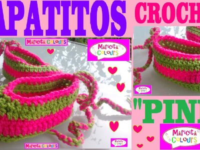 Zapatitos Bebé "Pink" Crochet Tutorial (Parte 2) Escarpines, Merceditas por Maricita Colours
