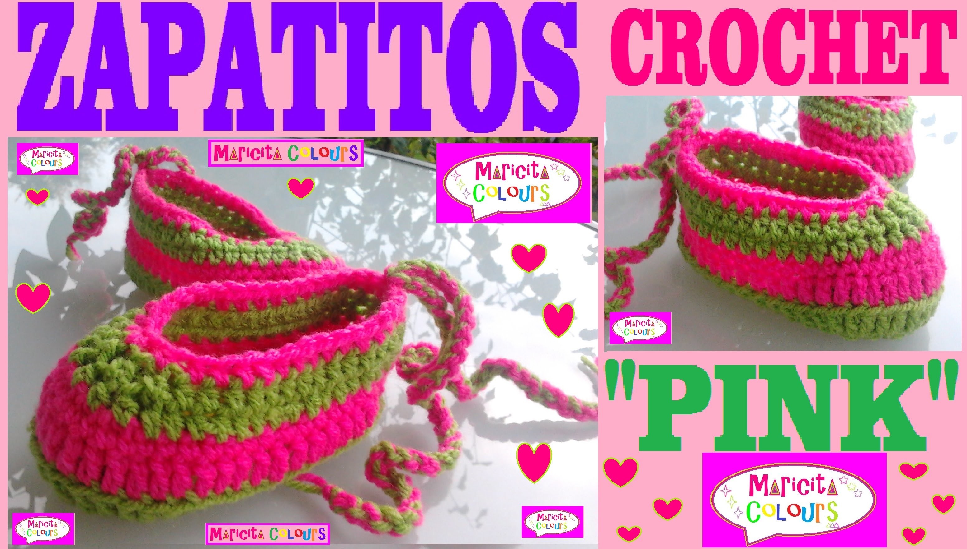Zapatitos Bebé "Pink" Crochet Tutorial (Parte 2) Escarpines, Merceditas por Maricita Colours