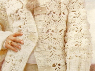 Abrigo largo  a crochet en color crudo