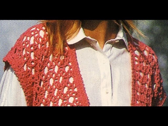 Chaleco rojo abierto puntada calada a crochet