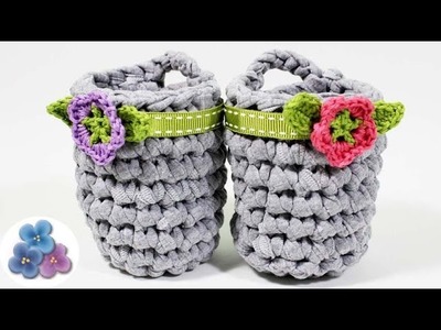 Como hacer Cestas Organizadoras de Trapillo FACIL diy Crochet XXL Ganchillo Totora Pintura Facil
