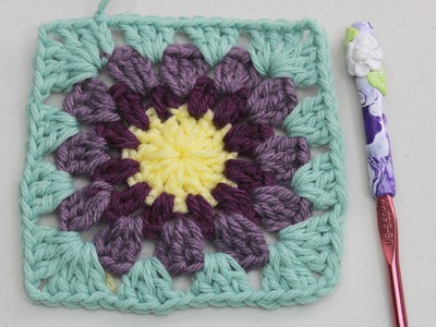 Como se tejer un Granny square con centro redondo en crochet