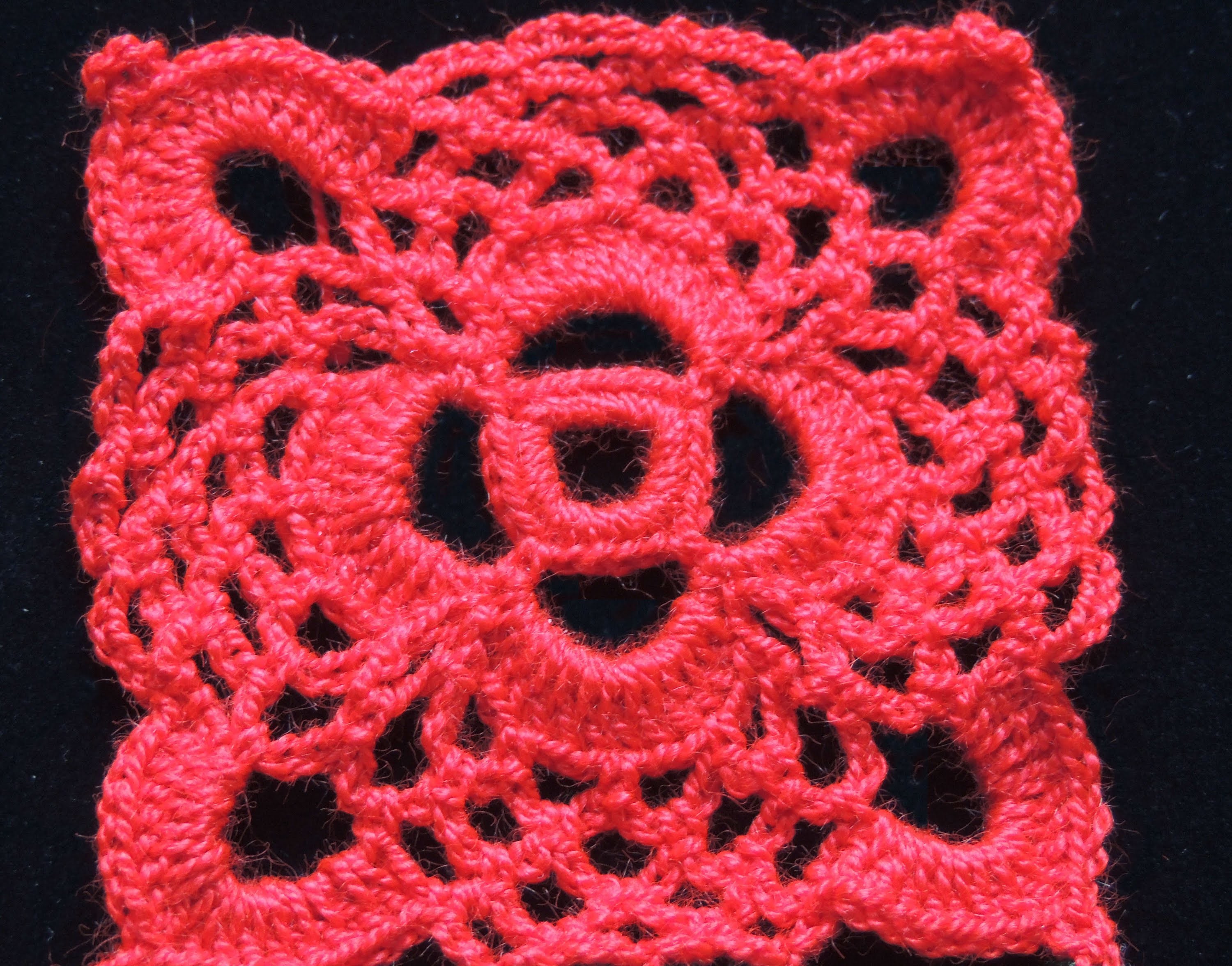 Crochet : Motivo Cuadrado # 1.  Parte 1 de 2