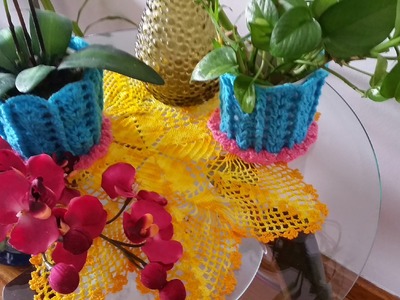 Decoración para plantas en crochet
