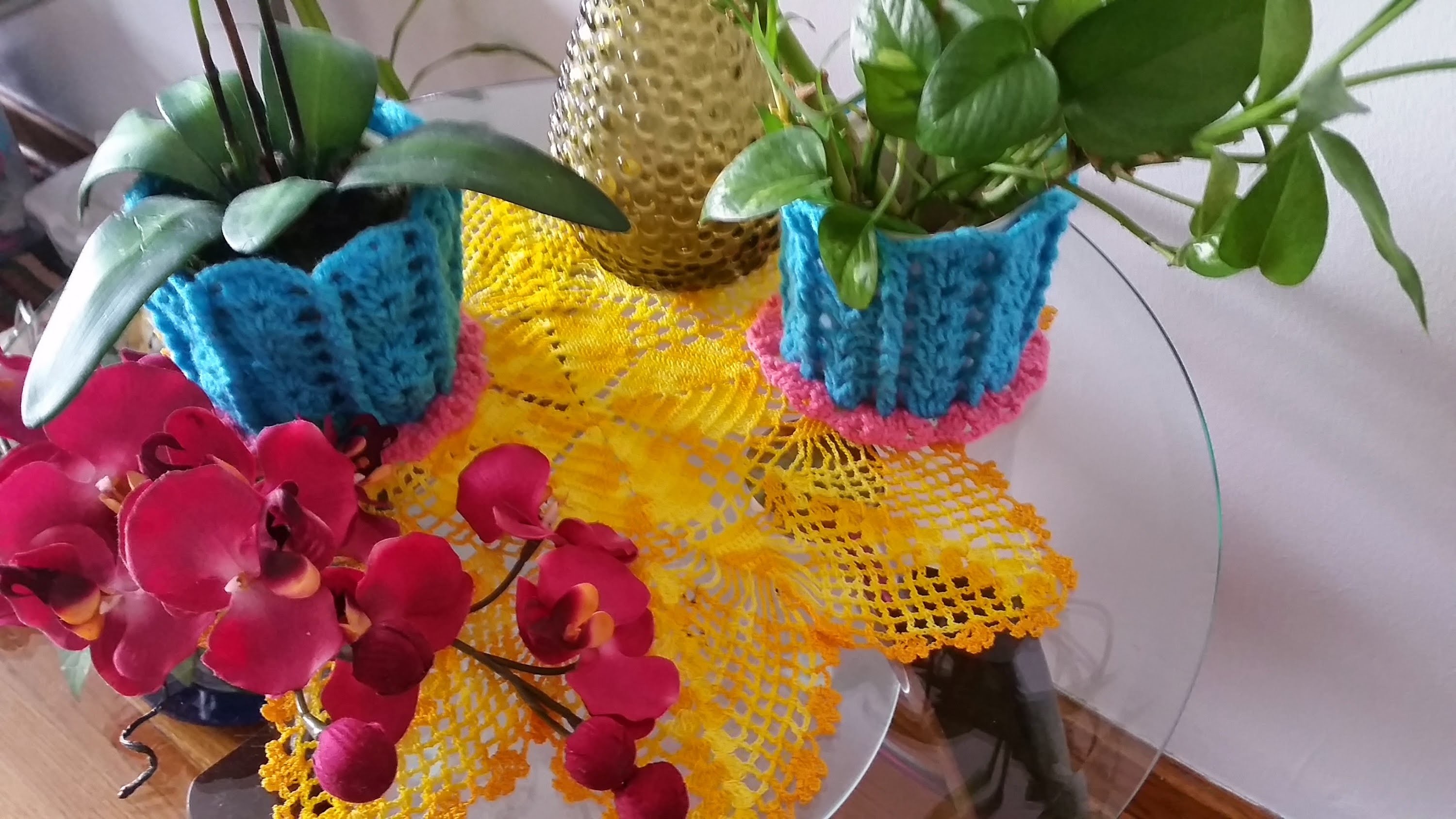 Decoración para plantas en crochet