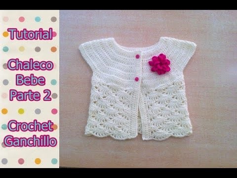 DIY Como tejer chaleco bolero para bebe niña con flor a crochet, ganchillo (2.2)