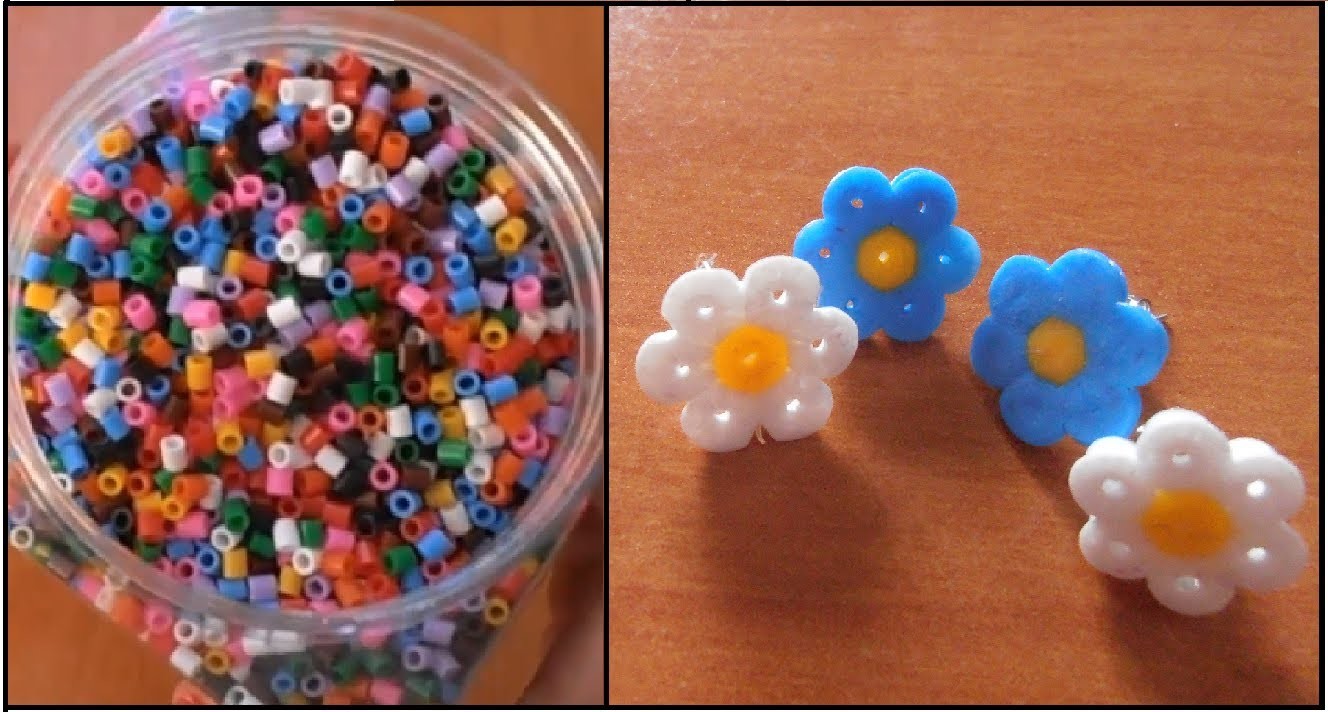 Hama beads. Pendientes de Flores.