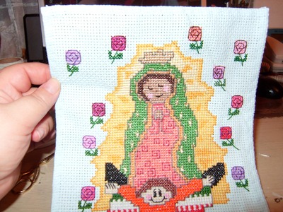 Tutorial Virgen en punto de cruz con colores de la Virgen del Tepeyac 2 de 5.