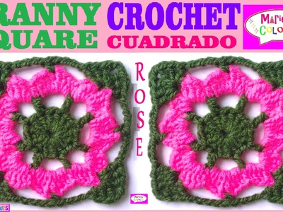 Granny Square Cuadrado Tutorial Crochet "Rose" (Parte 1) por Maricita Colours