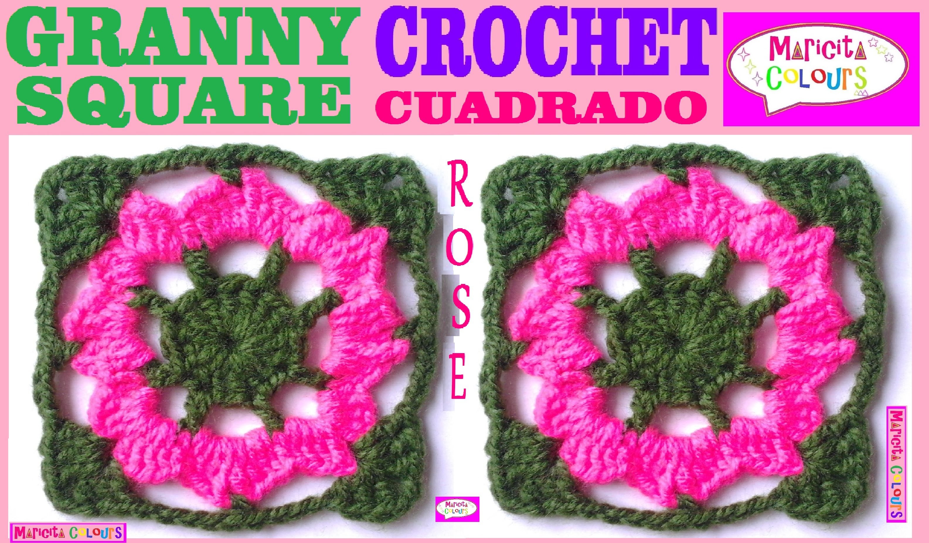 Granny Square Cuadrado Tutorial Crochet "Rose" (Parte 1) por Maricita Colours