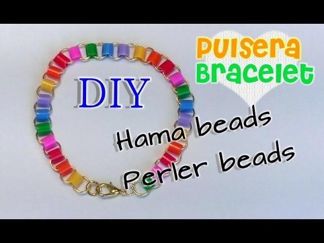 Pulsera con hama beads, perler beads o pyssla. Hama beads bracelet, perler beads or pyssla.