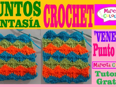 Punto Fantasía # 7 Tutorial Crochet  "Venecia" (Parte 2) por Maricita Colours