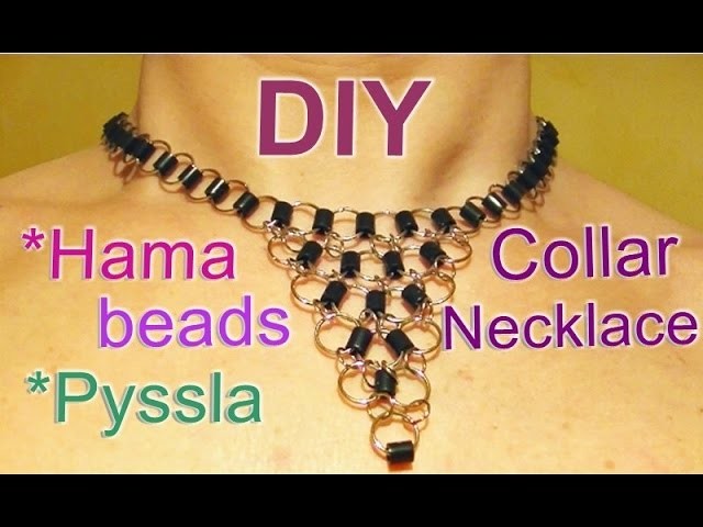Collar con Hama beads y anillas. Perler beads & jump rings necklace.