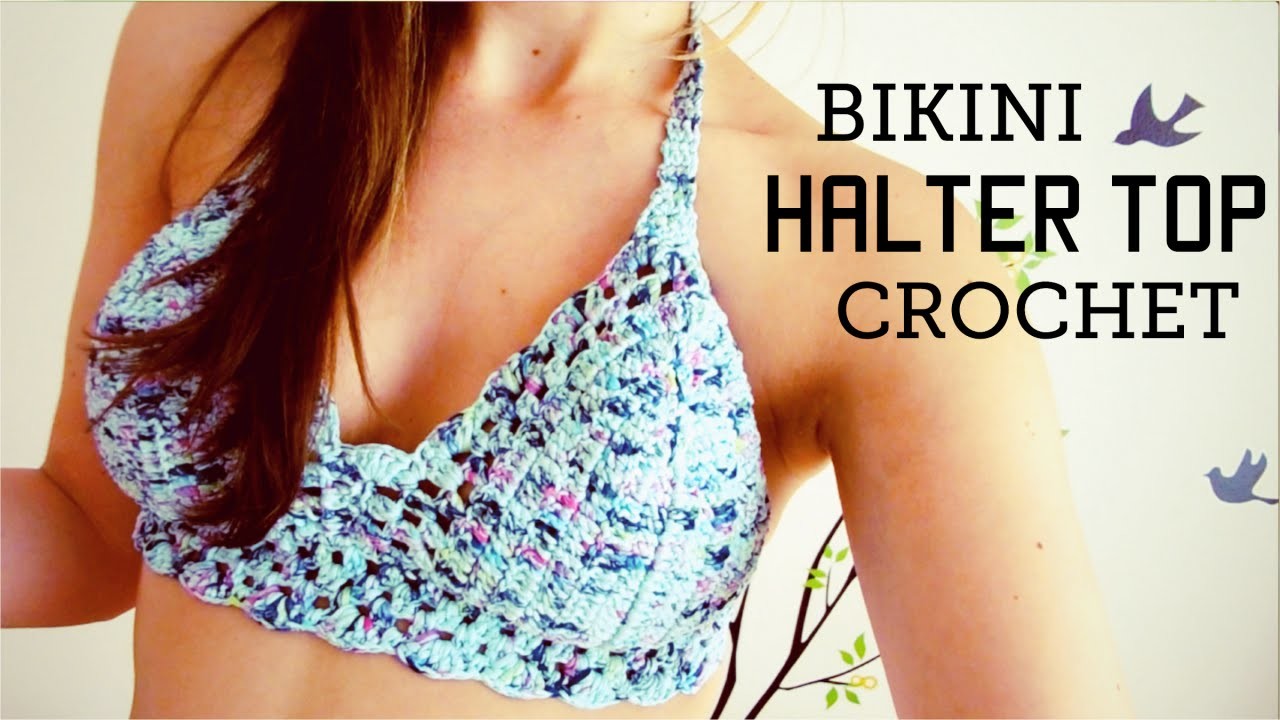 Bikini. halter top a crochet (ENGLISH SUBTITLES!) paso a paso - Parte 1 de 2