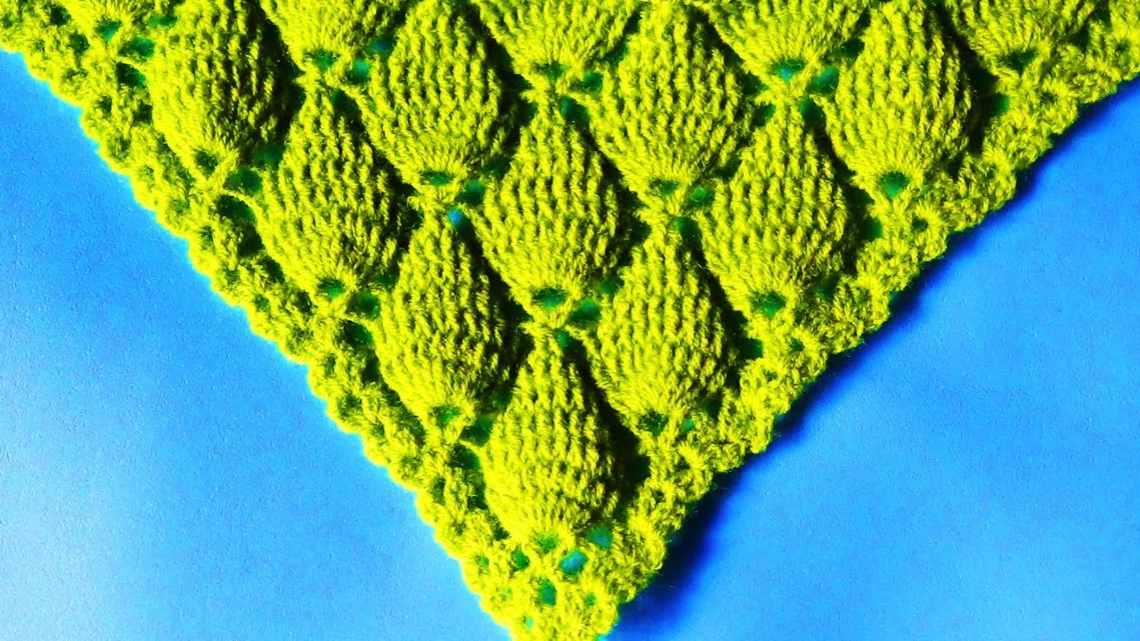 Chal triangular tejido a crochet paso a paso: punto hojas en relieve