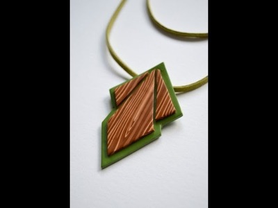 Colgante geométrico imitación madera - Polymer clay faux wood geometric pendant
