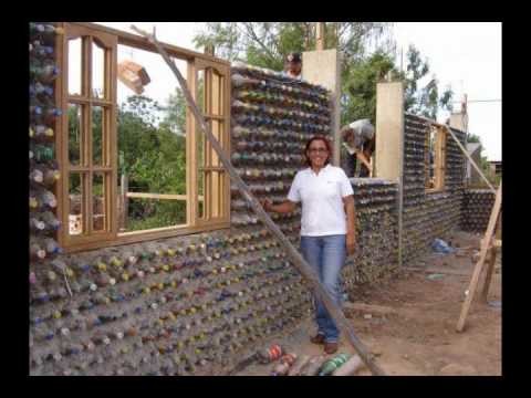 Construcciones o casas de PET botellas de plastico en el papelote tv de Villaflores, chiapas pet