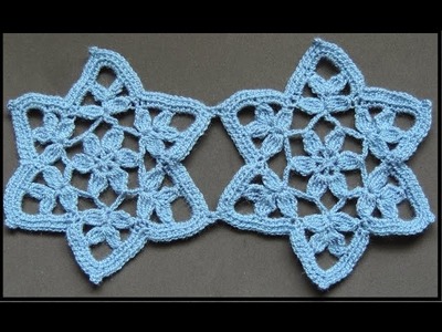 Crochet : Motivo Estrella con Flor. Parte 1 de 2