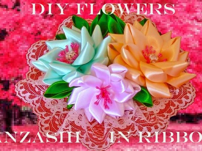 DIY Kanzashi flores tocados en cintas - Kanzashi flowers headdresses ribbons