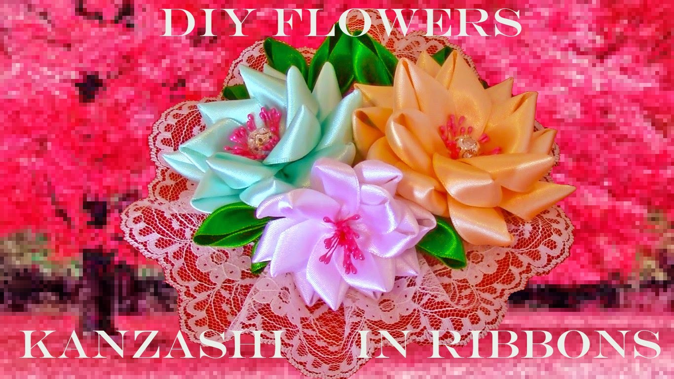 DIY Kanzashi flores tocados en cintas - Kanzashi flowers headdresses ribbons