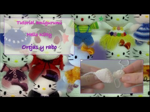 Tutorial amigurumi Hello Kitty - Orejas y rabo