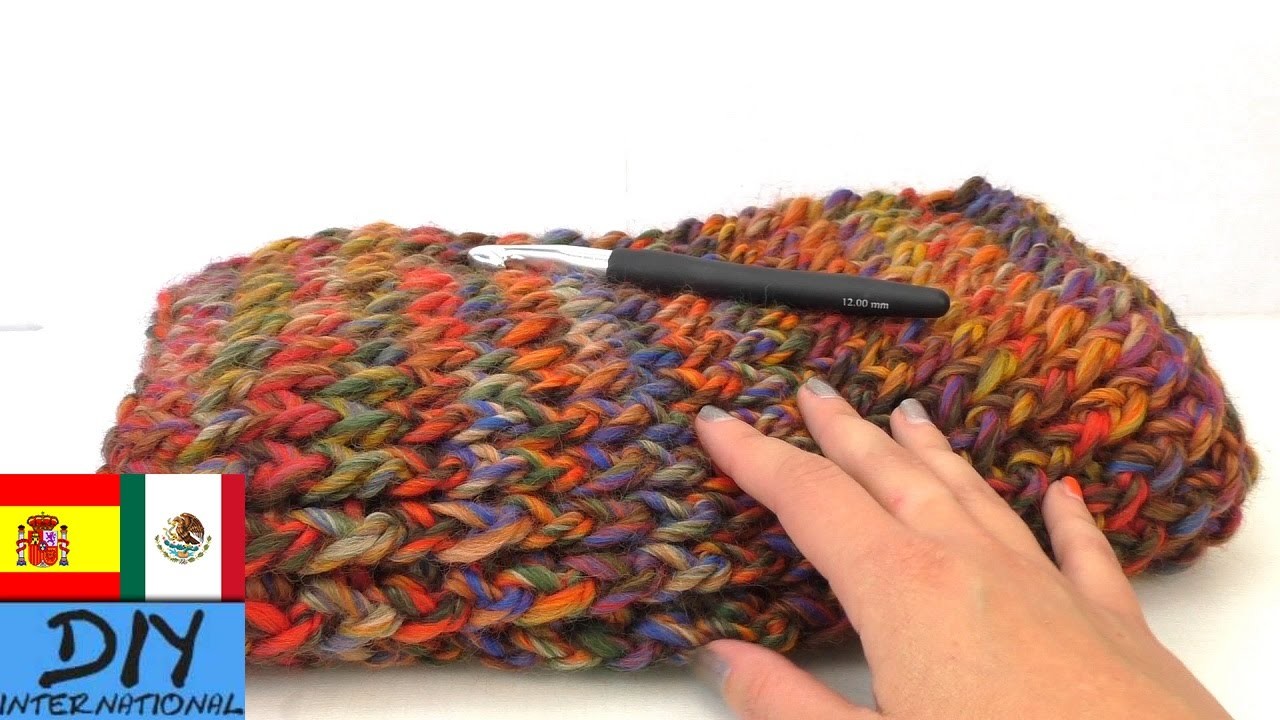 Bufanda colorida corrida, con ganchillo - Cómo hacer una bufanda ( español)