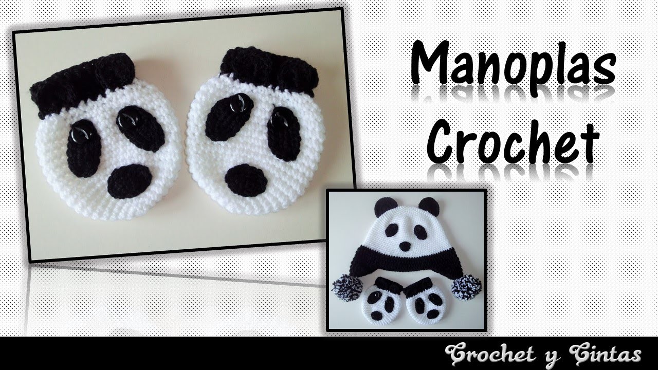 Manoplas - mitones oso panda para niños tejidas a crochet