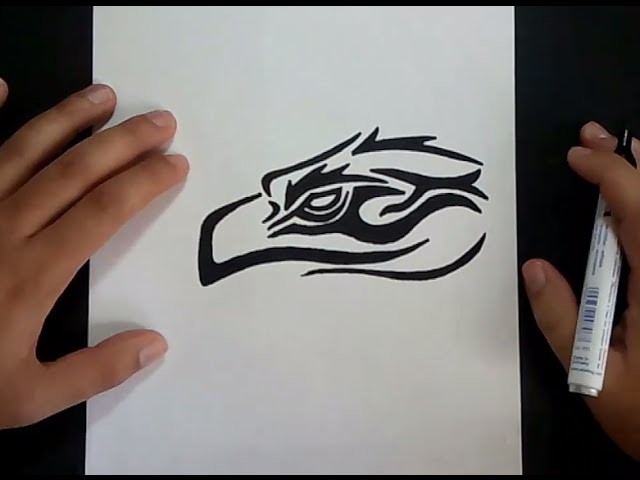 Como dibujar un aguila tribal paso a paso | How to draw a tribal eagle