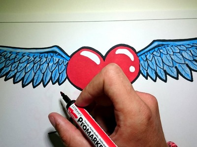 Como dibujar un corazon con alas