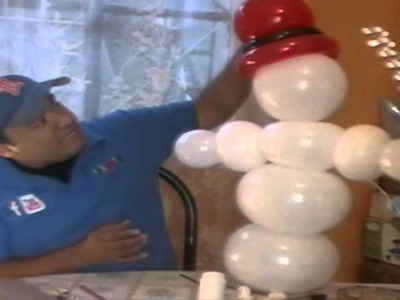 Decoracion navideña con globos - muñeco de nieve