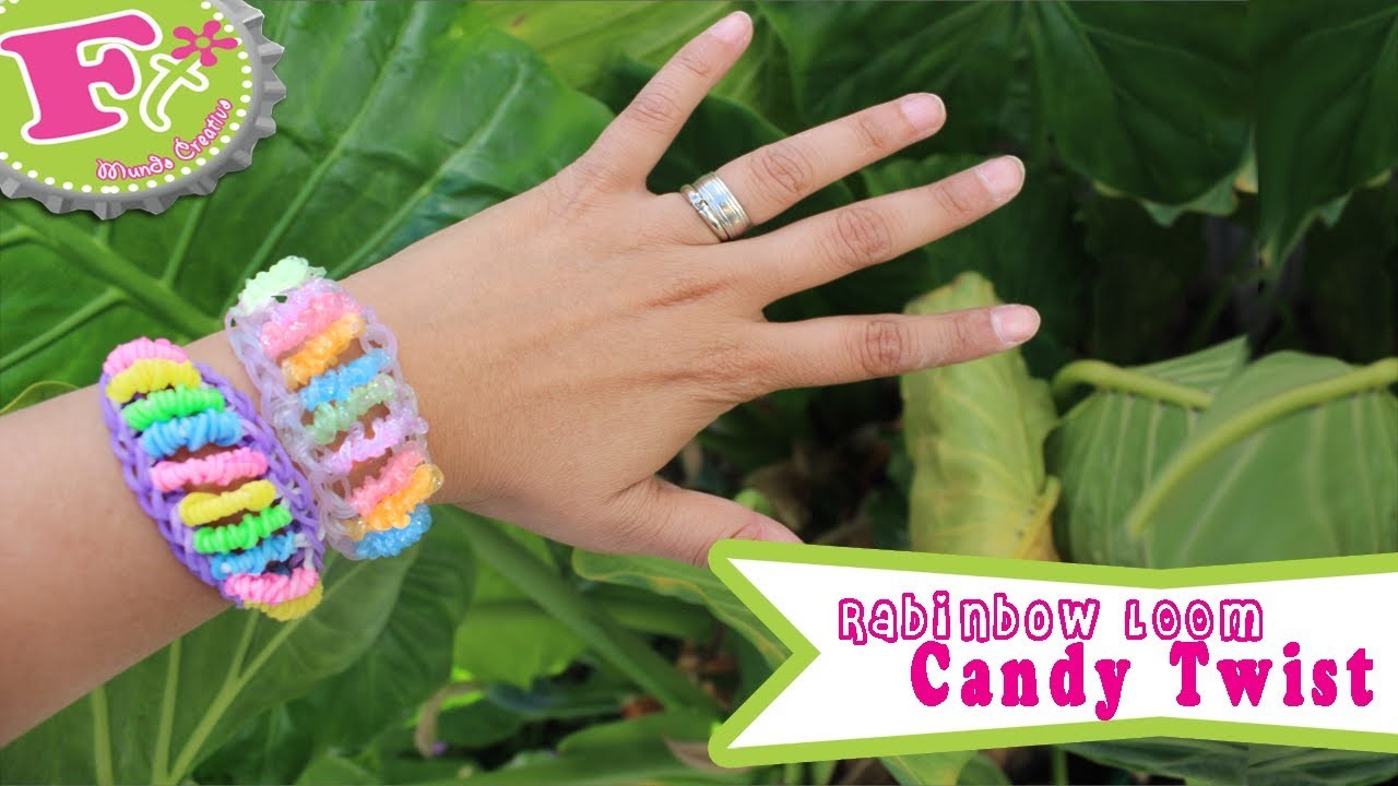 Rainbow Loom: Pulsera Candy Twist (de ligas o gomitas)