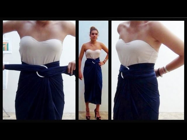 Falda drapeada elegante sin coser  Elegant skirt without sewing