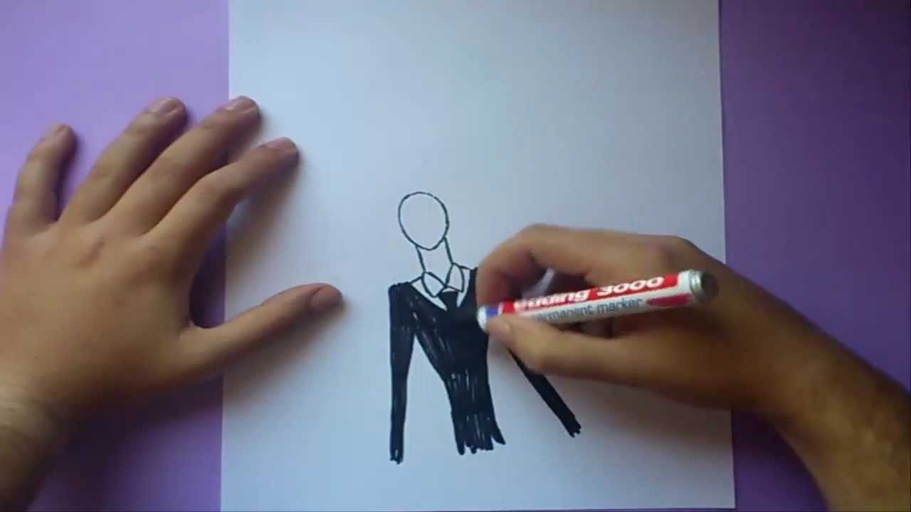 Como dibujar a Slenderman paso a paso | How to draw Slenderman