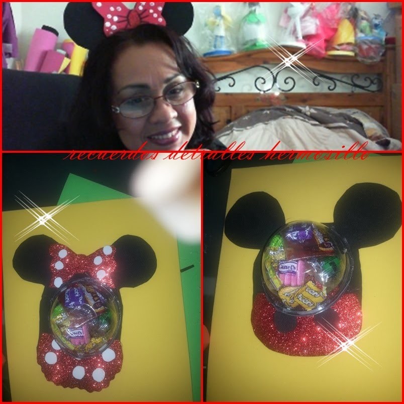DIY  como hacer un dulcero de  Mickey y minnie Mouse