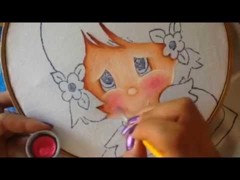 Pintura en tela niña naranja # 1 con cony