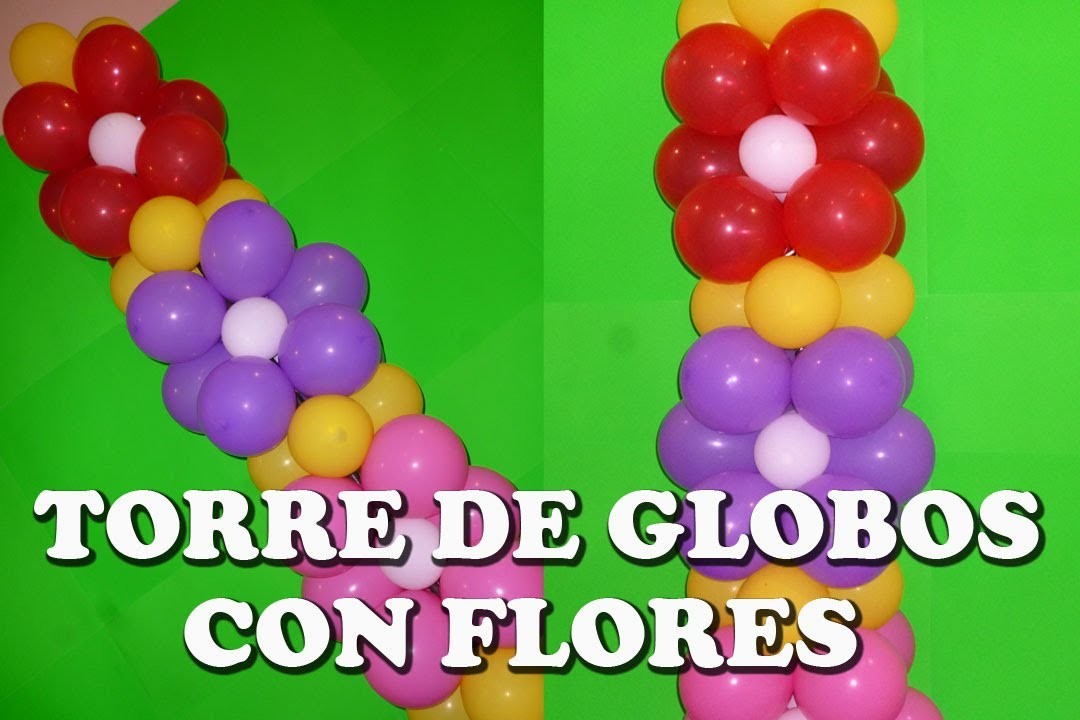 TORRE DE GLOBOS CON FLORES - FLOWERS IN A BALLOON TOWER