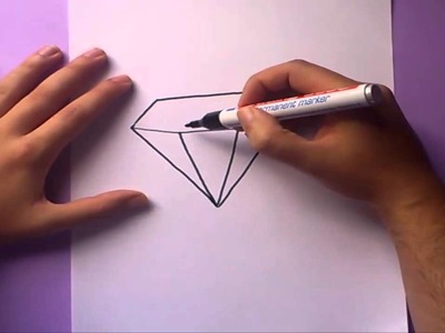 Como dibujar un diamante paso a paso | How to draw a diamond